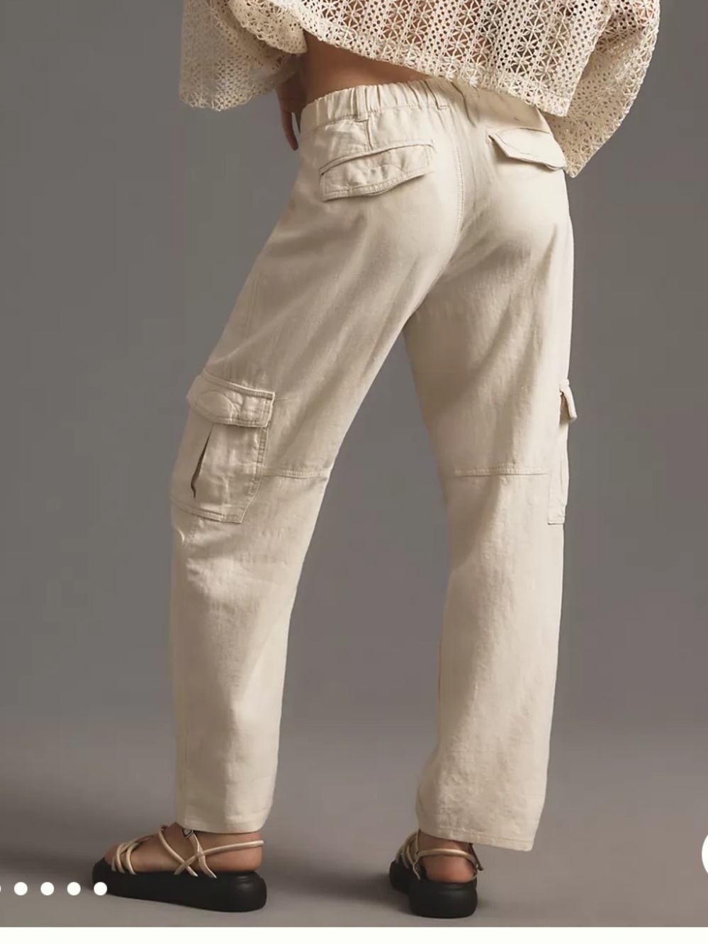 Pilcro Slim Linen Blend Beach Cargo Pants cream XL - Picture 2 of 11